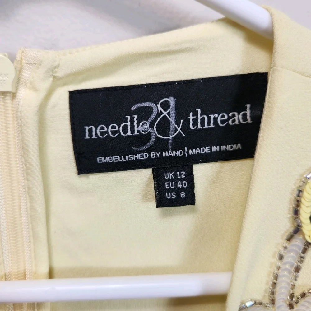 Needle And Thread Floral Sequin  Embroidered Yellow Dress - Picture 7 of 11
